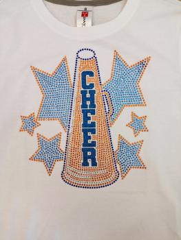 CHEER Megafon T-Shirt mit Strasssteinchen