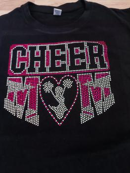 CHEER Mom T-Shirt mit Strasssteinchen