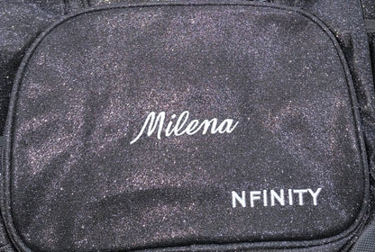 Nfinity Black Sparkle Backpack with personalization