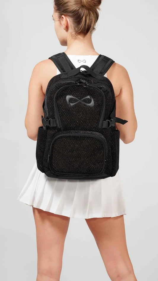 Petite Black Velvet Gold Sparkle Backpack