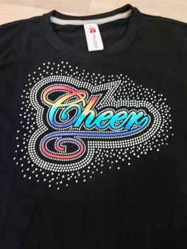 CHEER T-shirt colorful with rhinestones