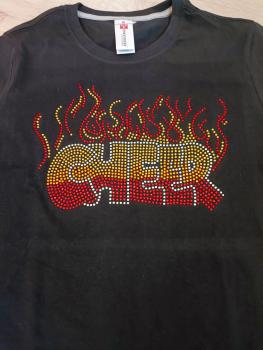 CHEER T-shirt with rhinestone flames