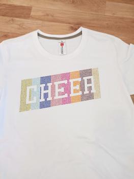 CHEER T-Shirt mit Strasssteinchen Farbblöcke